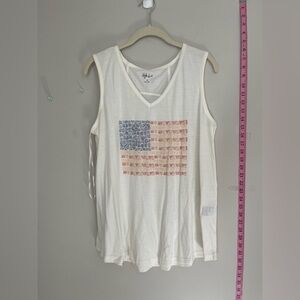 Style & Co. White Tank Top with Flag Design